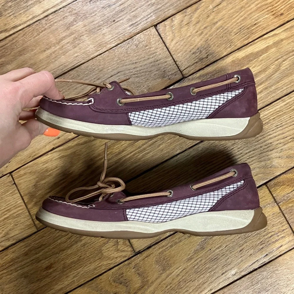 Sperry Top-Sider Womens Angelfish Boat Shoes Burgundy‎ Leather Mesh 7